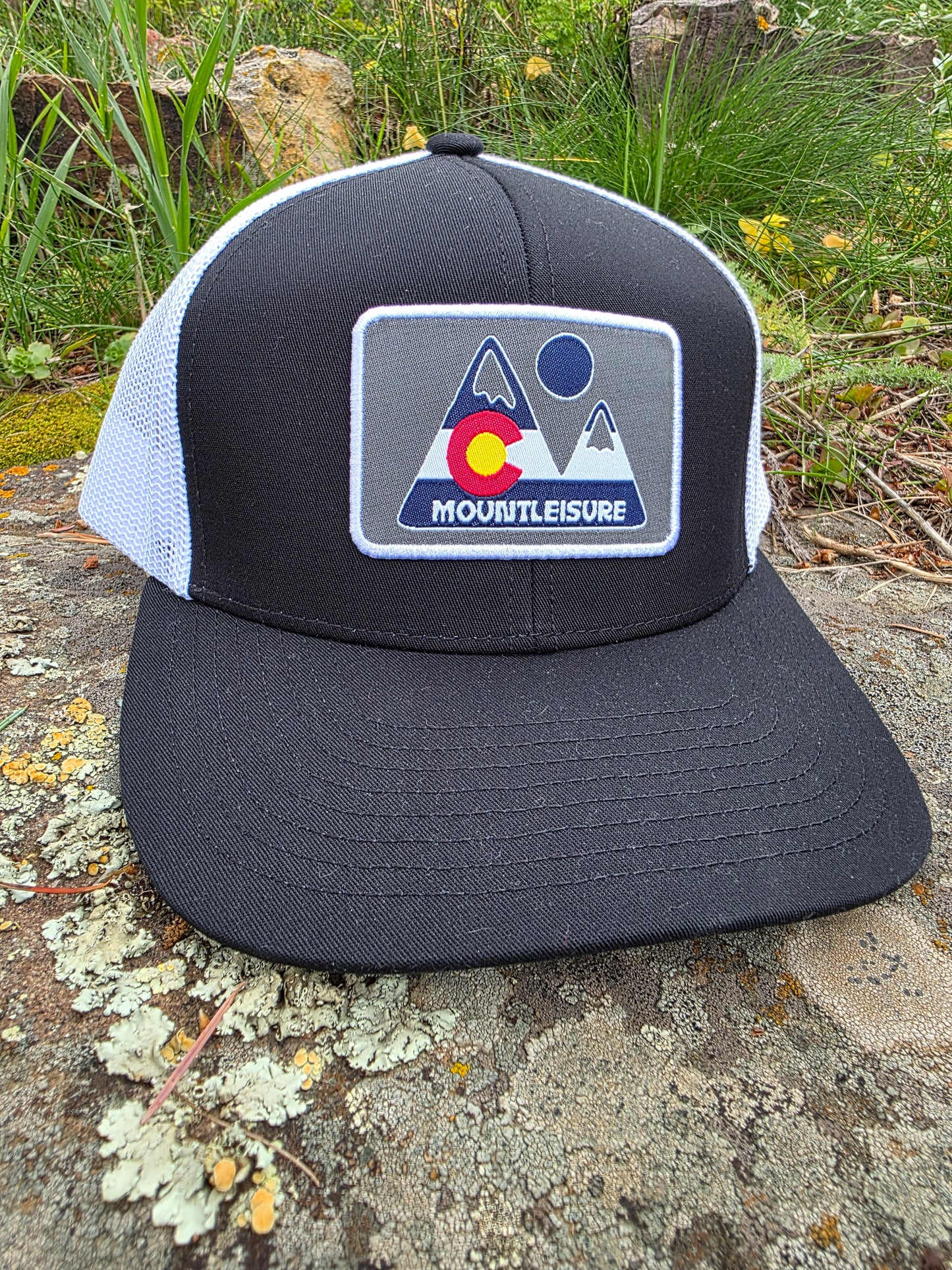 Mountleisure Embroidered Patch Trucker Hat Black/White