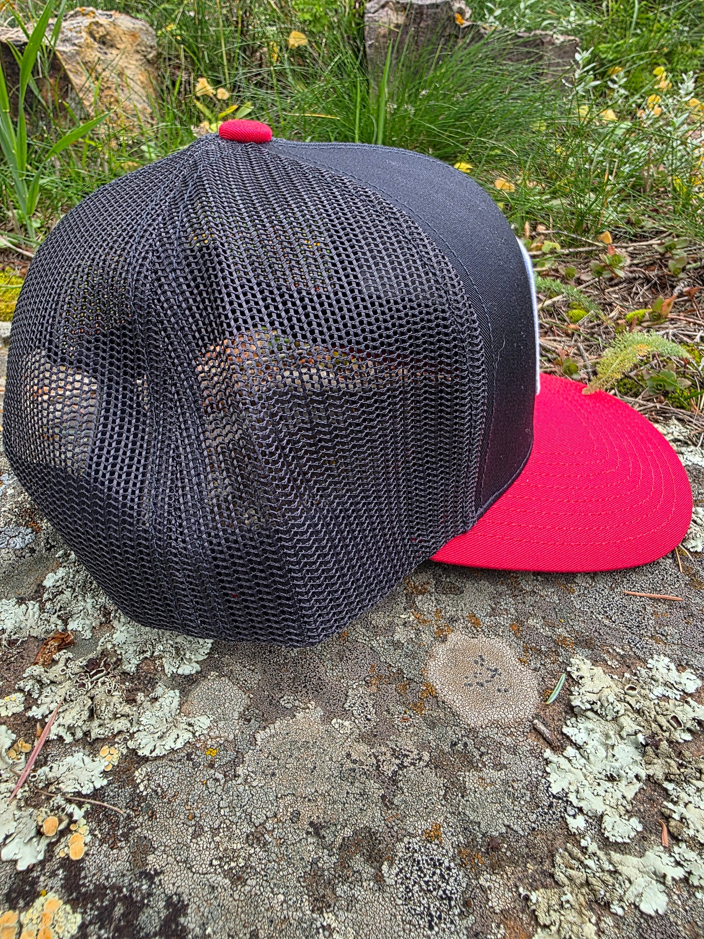 Mountleisure Embroidered Patch Trucker Hat Navy/Red