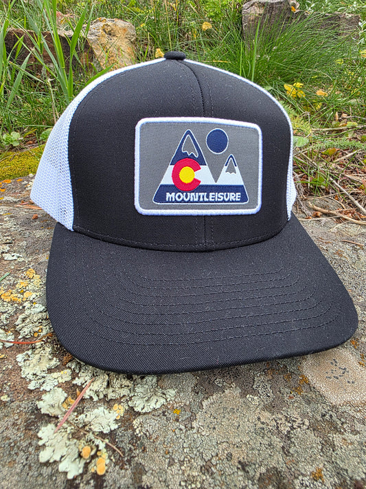 Mountleisure Embroidered Patch Trucker Hat Black/White