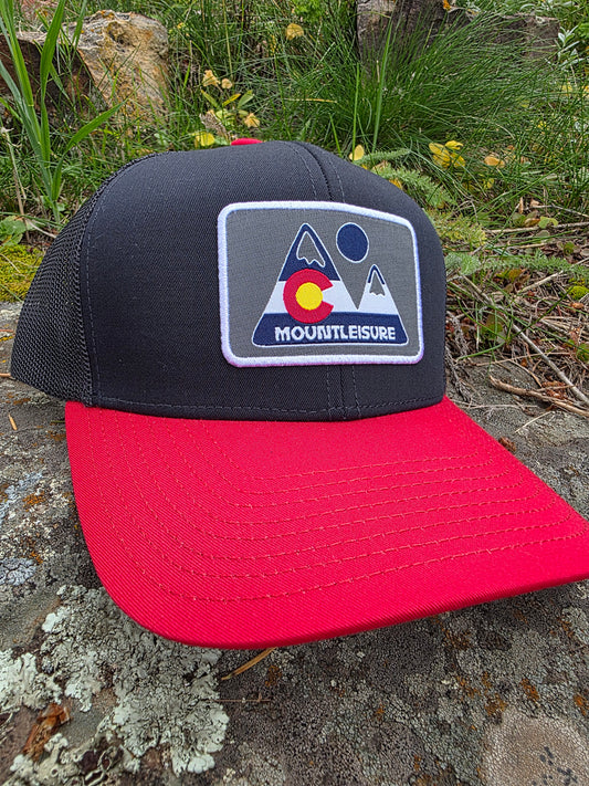 Mountleisure Embroidered Patch Trucker Hat Navy/Red