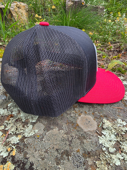 Mountleisure Embroidered Patch Trucker Hat Navy/Red