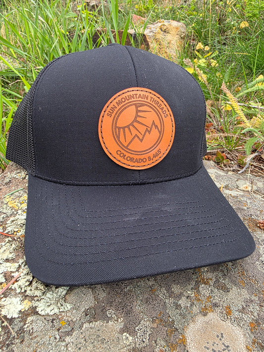 Mountleisure - Sun Mountain Threads Leather Patch Trucker Hat CO 8465 Black/ Black